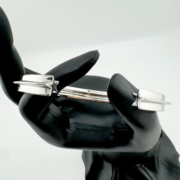 Vintage Star Shaped Cuff Bracelet Engraved Y2K Unique Affirmation Silver Tone - Picture 10 of 14